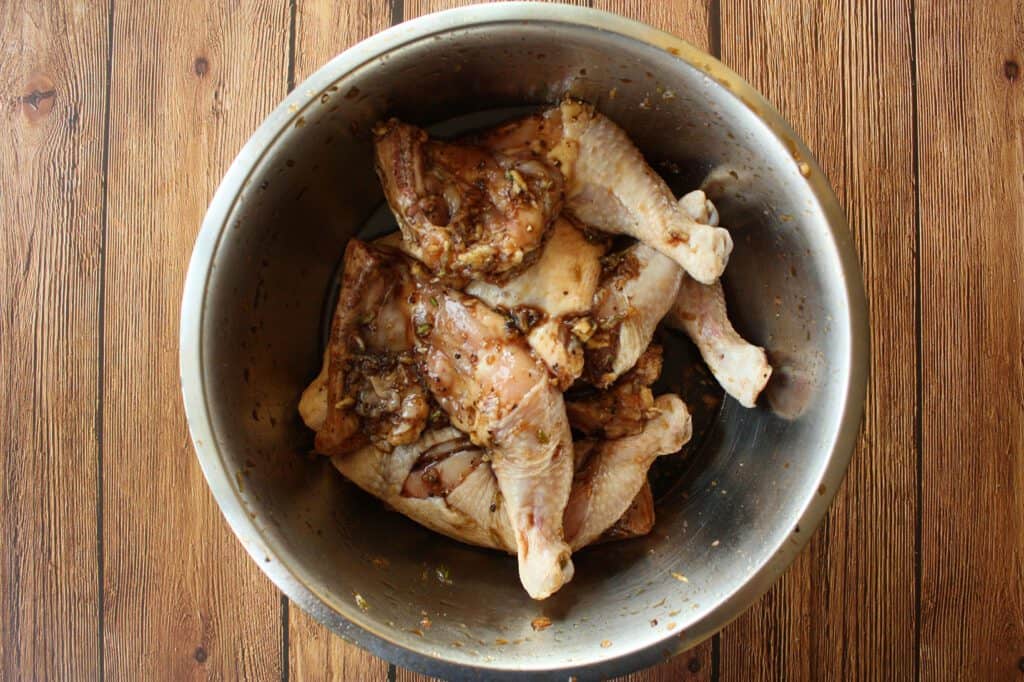 Chicken legs in marinate