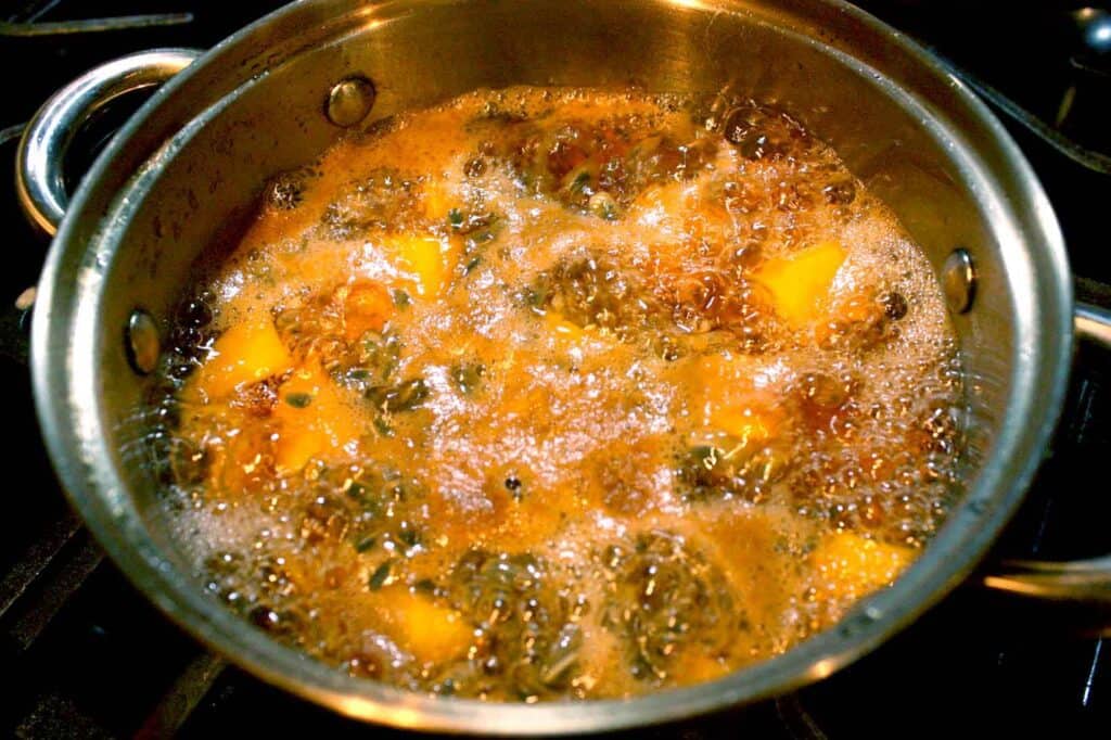 Jam ingredients boiling