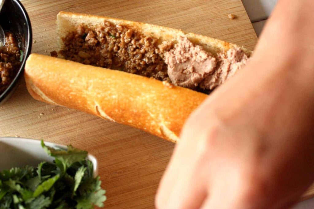 Add pate to the sandwich