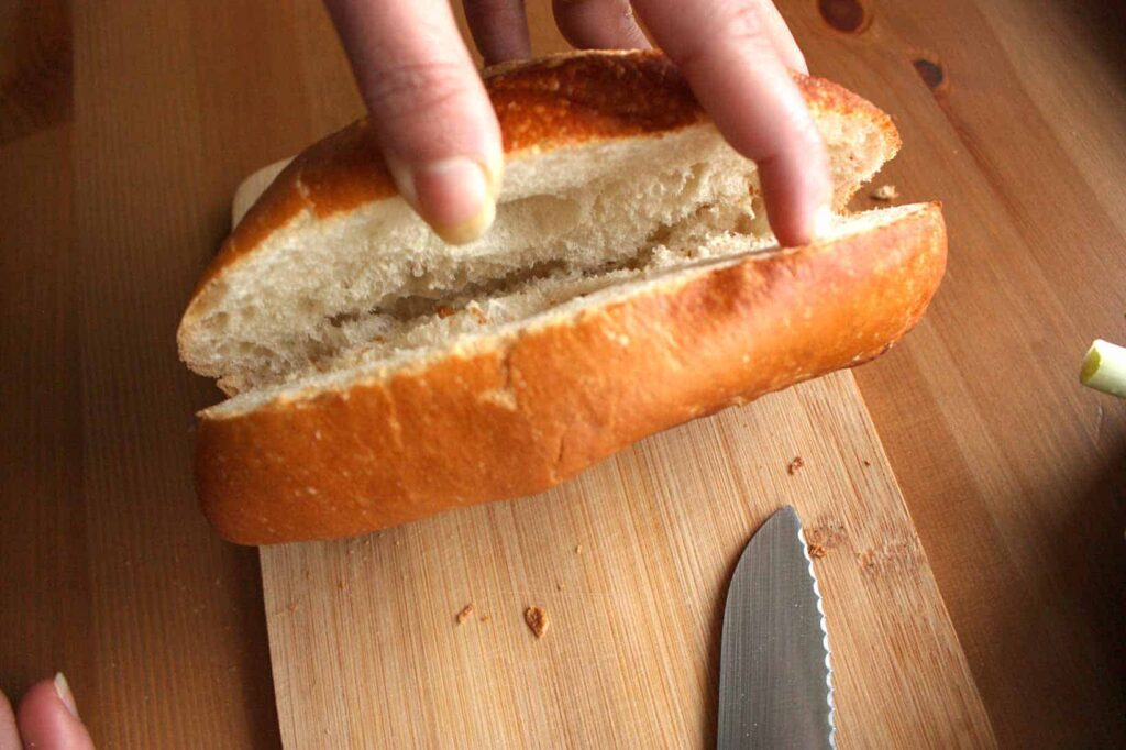slice the baguette in half lengthwise